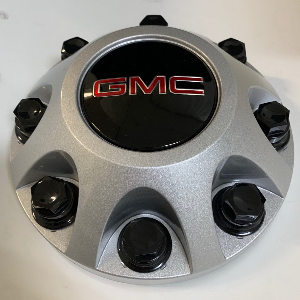 OEM GMC Cap- Silver With Black And Red Logo (requires OEM type nuts)