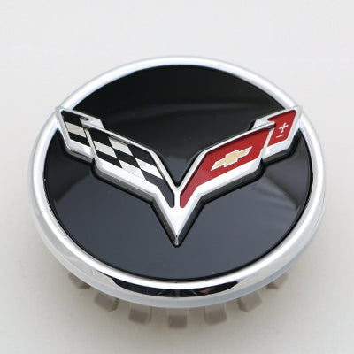 OEM Corvette Cap- Black with Chrome Ring and Corvette Crest