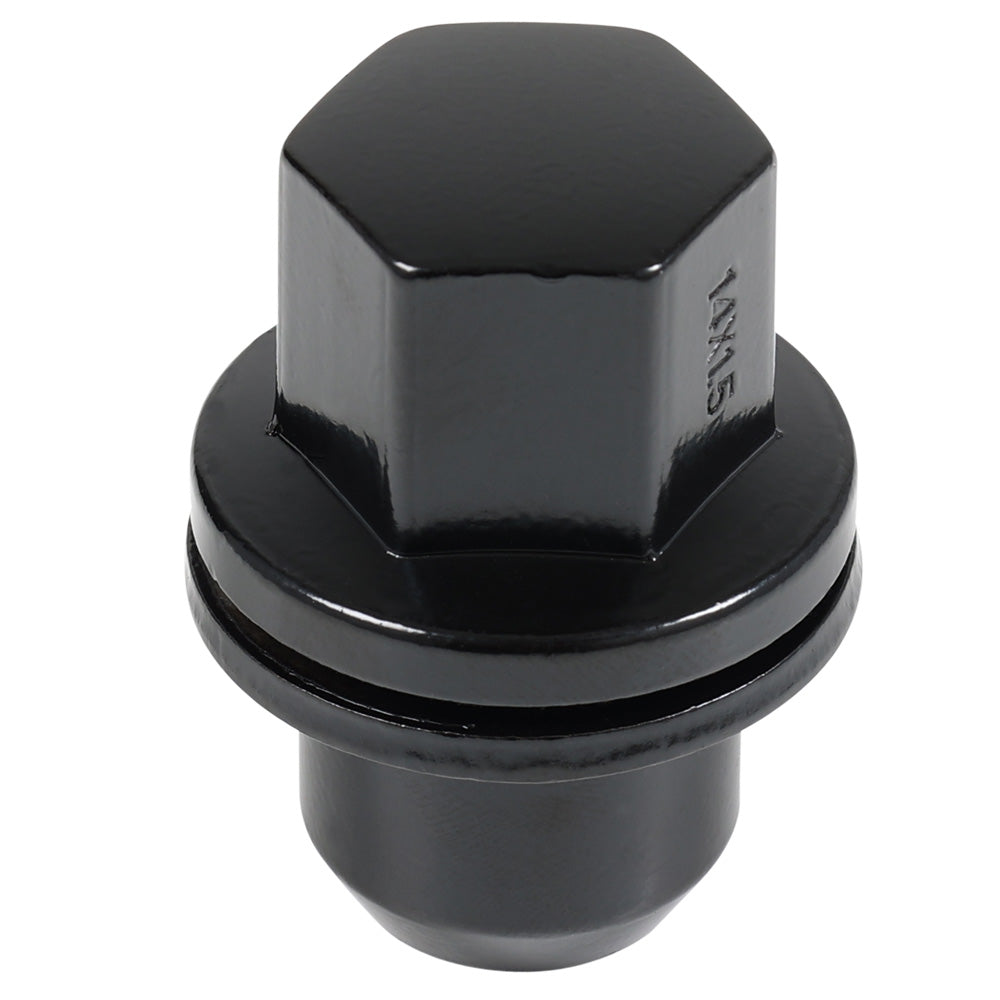 Mag W/Washer Black Nut OEM Flat/60° Seat-14x1.50mm-20mm Shank OD 22.8mm-22mm Hex