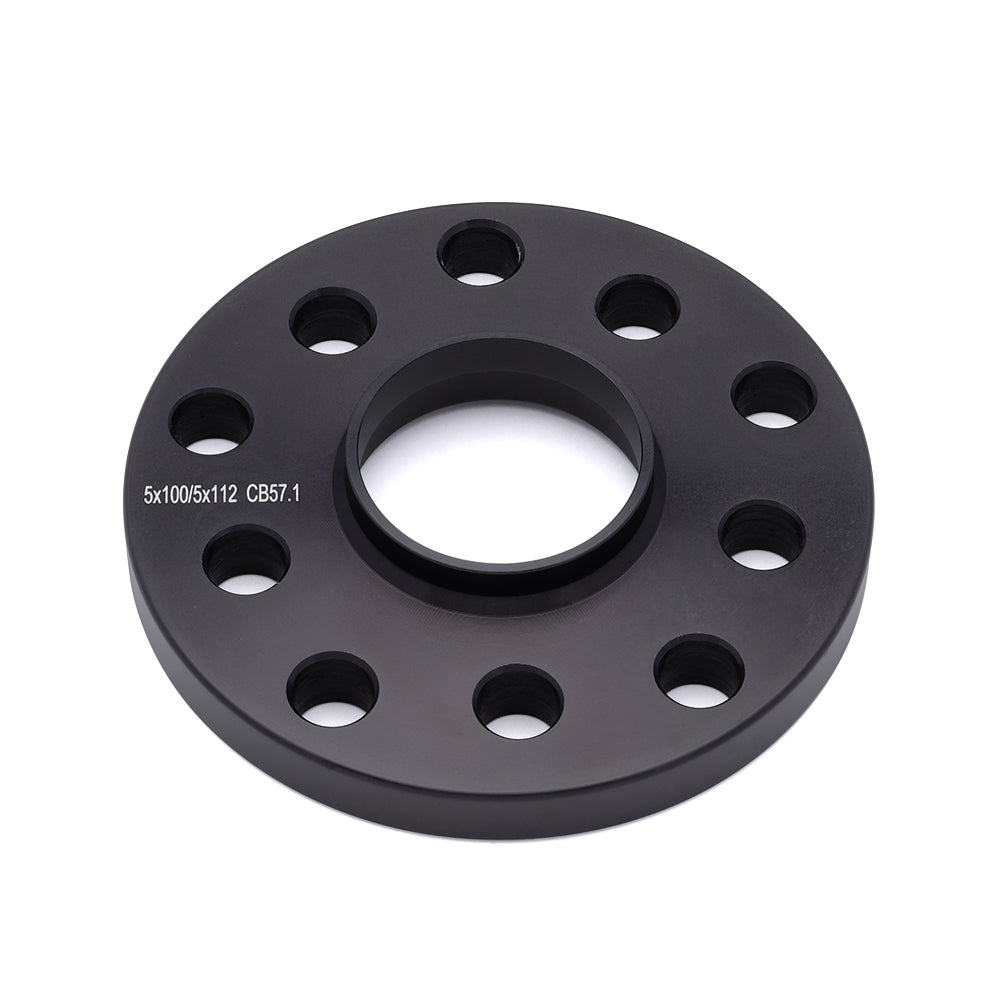 Hub Centric Wheel Spacer-Black-5x100/112mm-Bore 57.1mm-Thickness 15mm (9/16")
