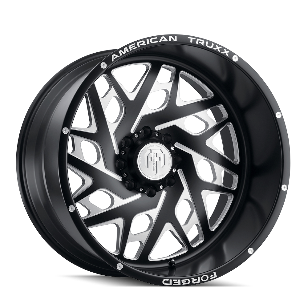 AMERICAN TRUXX FORGED ARIES ATF1909 22x12 8x170  -44 125.2 MATTE BLACK/MILLED - TheWheelShop.ca
