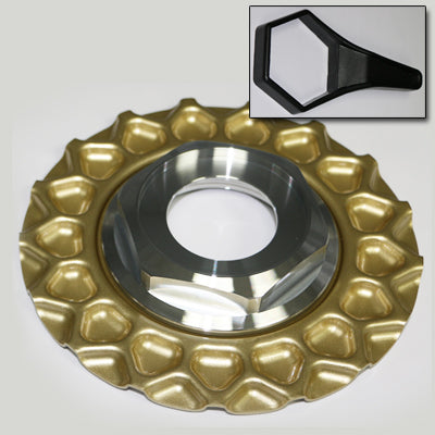 Gold Cap With Aluminum Hex Center Include Key (Emblem Separate)
