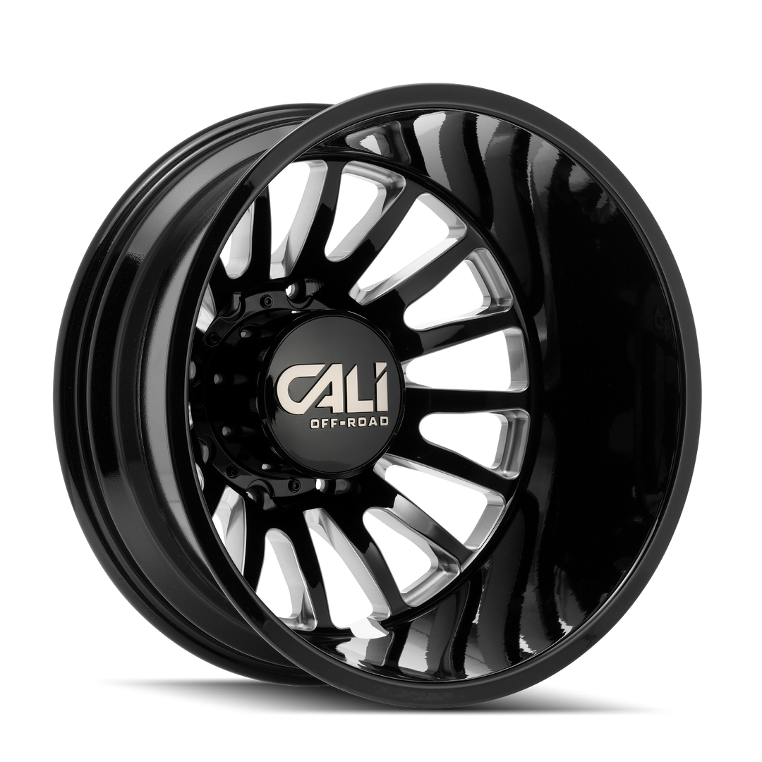 CALI OFF-ROAD SUMMIT DUALLY 9110D 20x8.25 8x210  -192 154.2 GLOSS BLACK/MILLED SPOKES - TheWheelShop.ca
