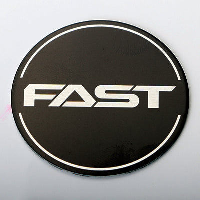 Black Emblem With Brushed Aluminum (FAST) Stroke Logo - Flat - EM-449FBVF