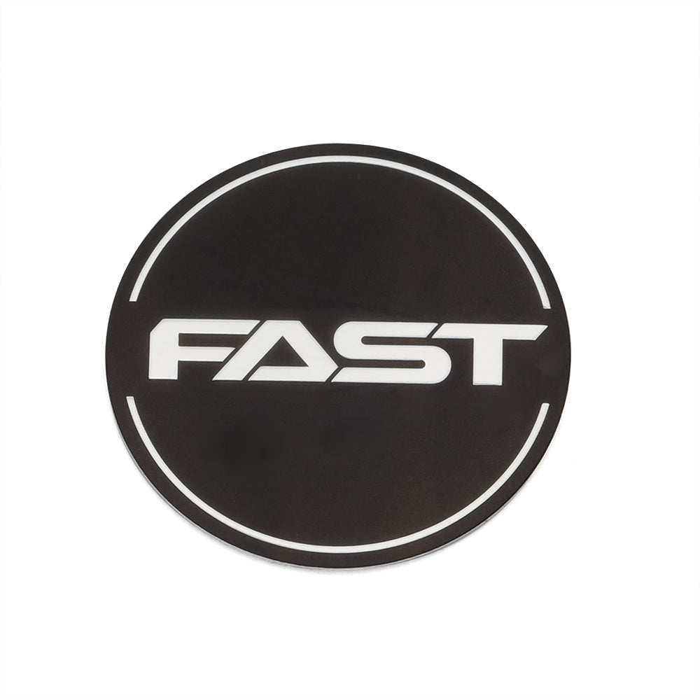 Black Emblem With Brushed Aluminum (FAST) Stroke Logo - Flat - EM-478FBCF-1