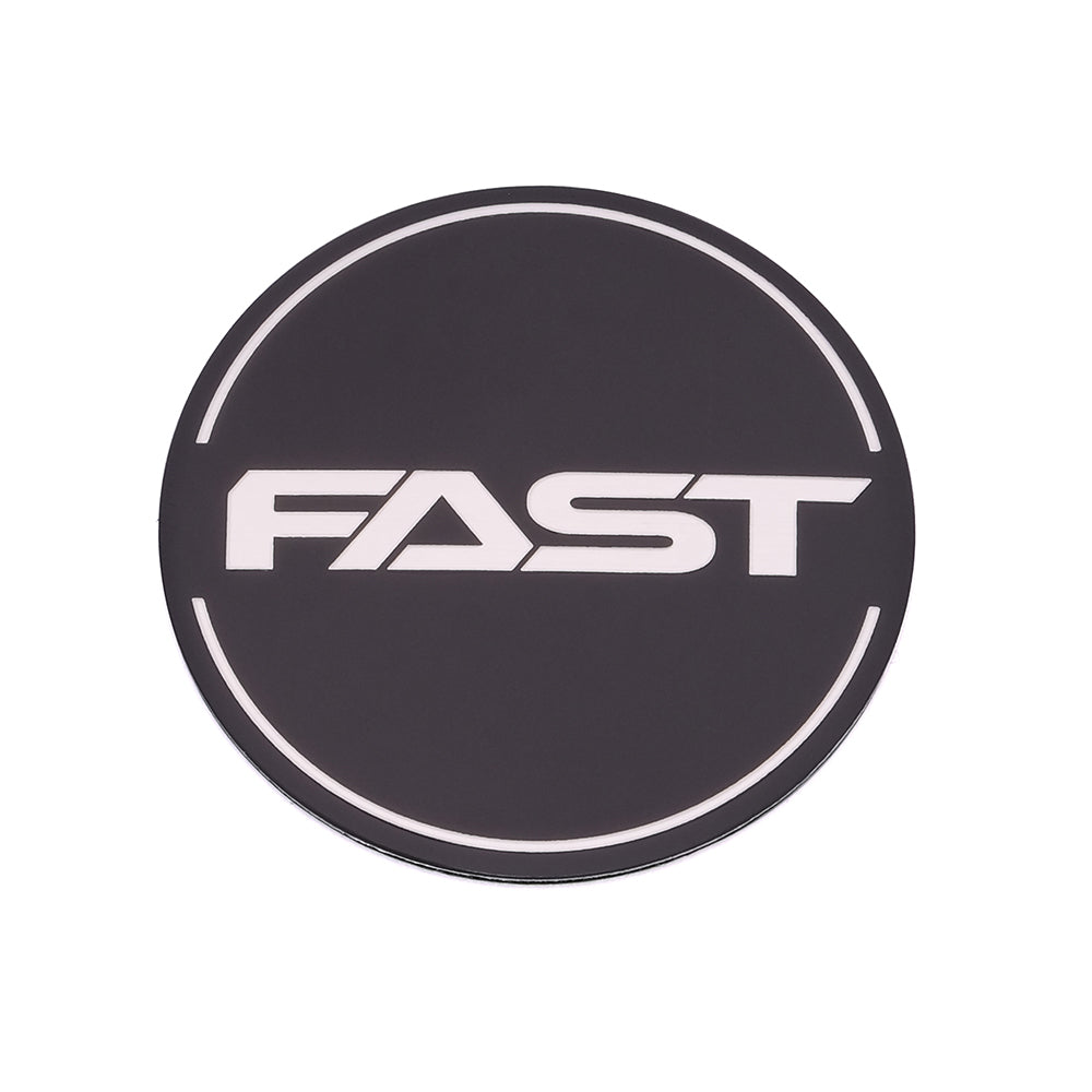 Black Emblem With Brushed Aluminum (FAST) Stroke Logo - Flat - EM-478FBCF-2