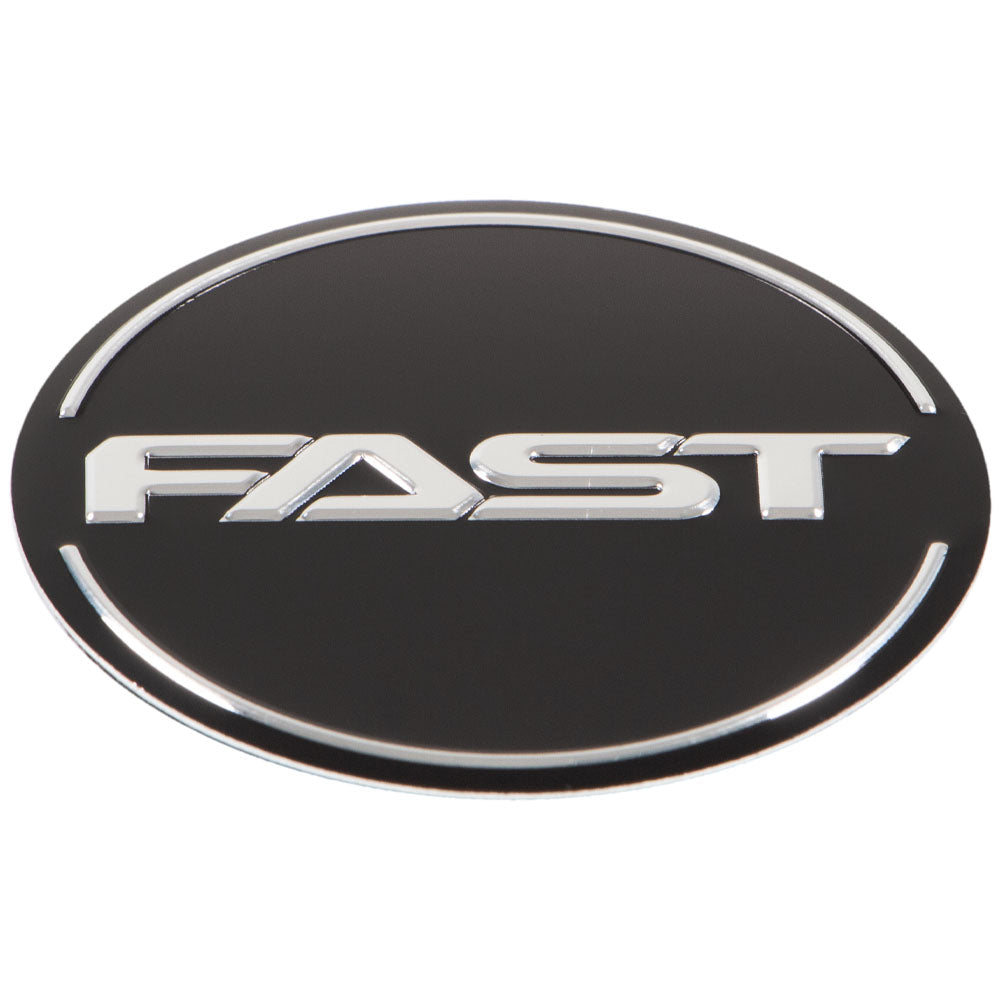 Black Emblem With Brushed Aluminum (FAST) Stroke Logo - Flat - EM-478FBVF