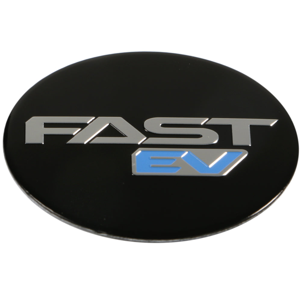 Black Emblem With Brushed Aluminum (FAST)- Blue (EV) Logo - Flat - EM-478FBVFEV