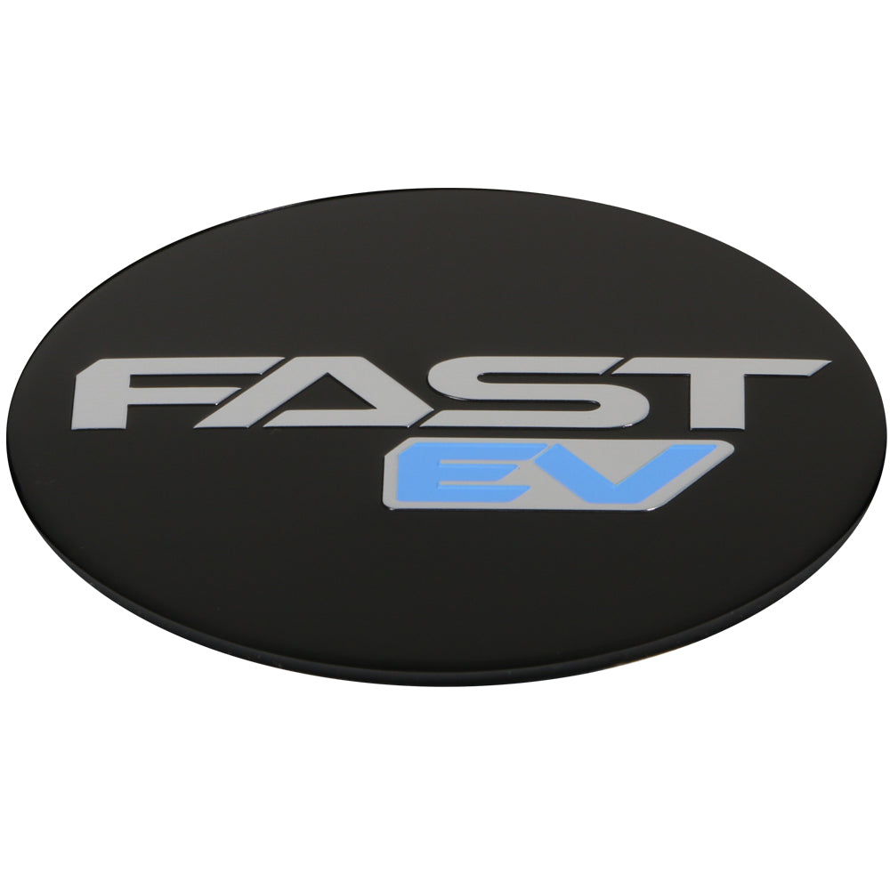 Black Emblem With Brushed Aluminum (FAST)- Blue (EV) Logo - Dome - EM-533DBVFEV