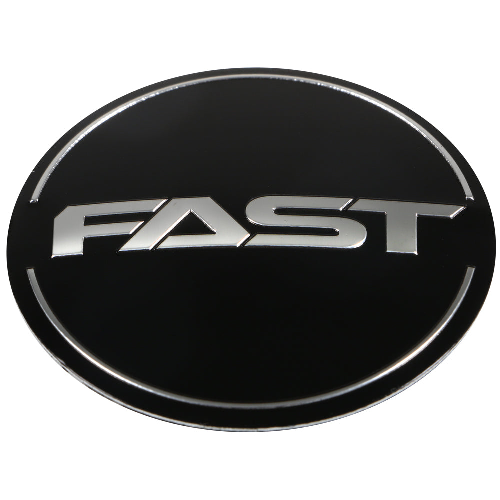 Black Emblem With Brushed Aluminum (FAST) Stroke Logo - Dome - EM-545DBVF-1