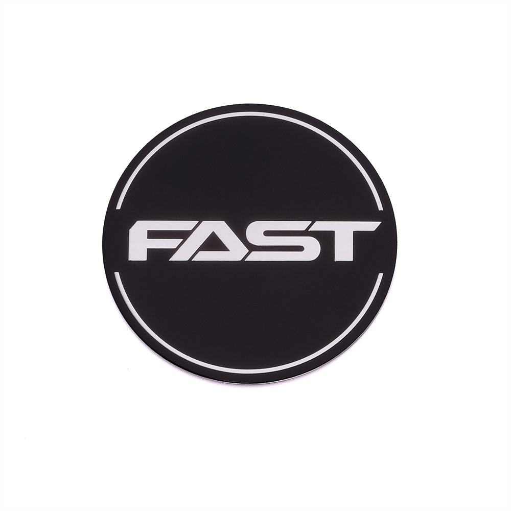 Black Emblem With Brushed Aluminum (FAST) Stroke Logo - Dome - EM-566DBVF