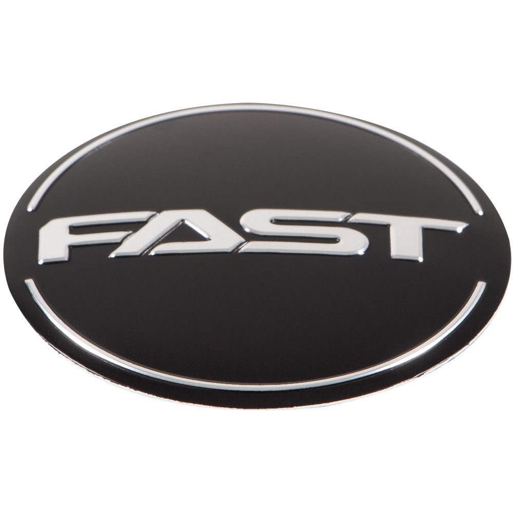 Black Emblem With Brushed Aluminum (FAST) Stroke Logo - Dome - EM-569DBVF