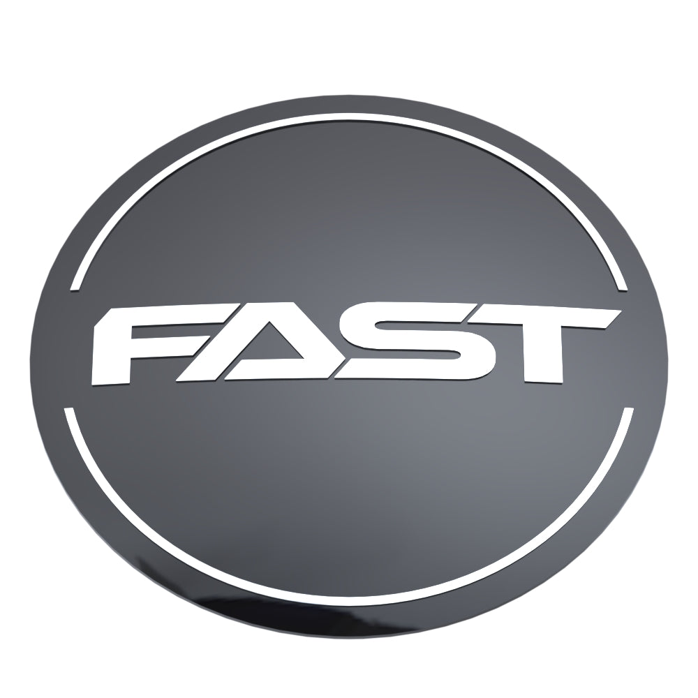 Black Emblem With Brushed Aluminum (FAST) Stroke Logo Dome EM590D