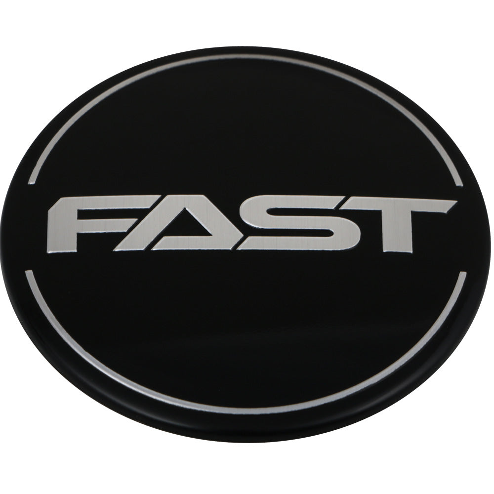 Black Emblem With Brushed Aluminum (FAST) Stroke Logo - Dome - EM-595DBVF