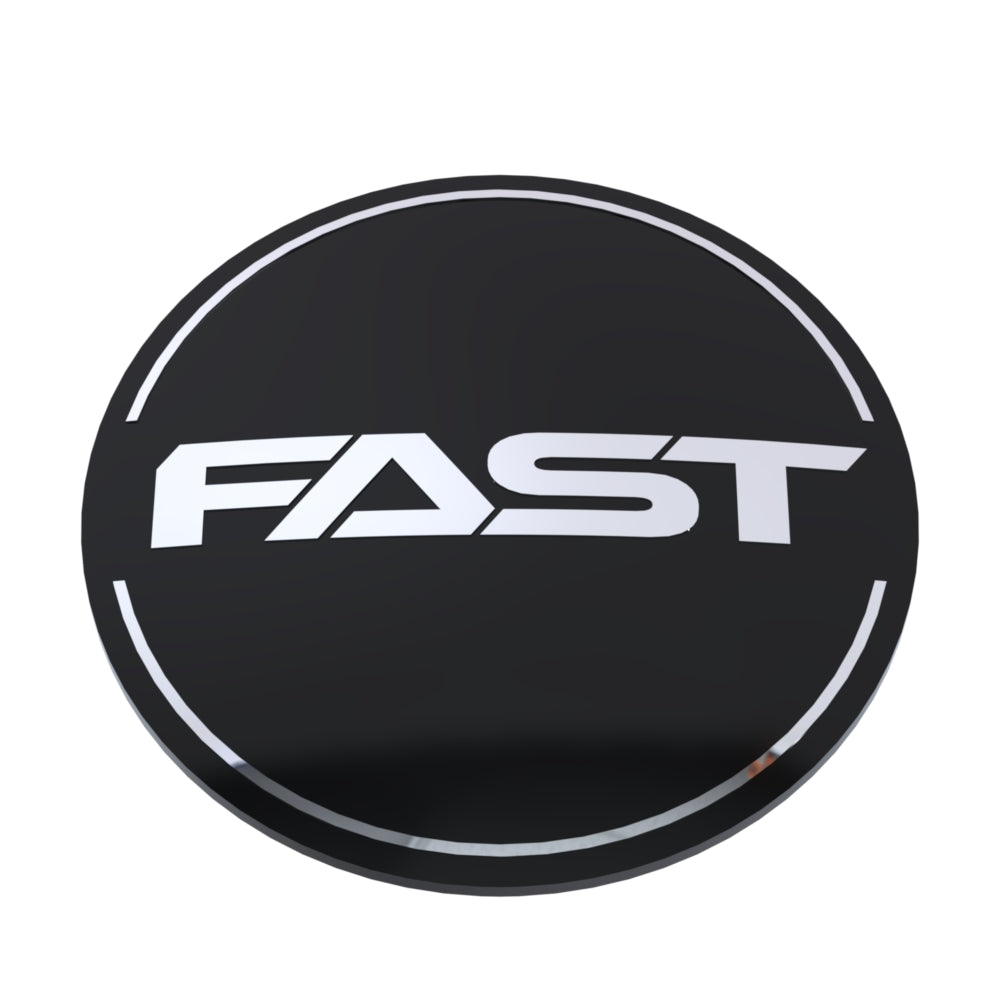 Black Emblem With Brushed Aluminum (FAST) Stroke Logo - Dome - EM-599DBVF