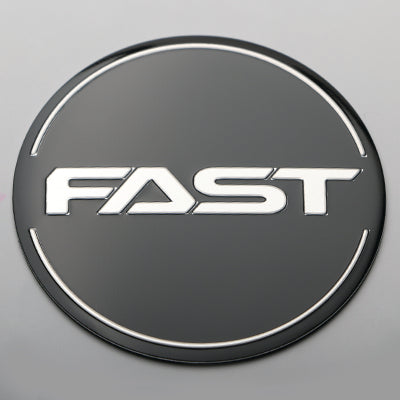 Black Emblem With Brushed Aluminum (FAST) Stroke Logo - Flat - EM-600FBVF