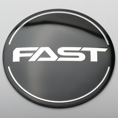 Black Emblem With Brushed Aluminum (FAST) Stroke Logo - Flat - EM-622DBVF
