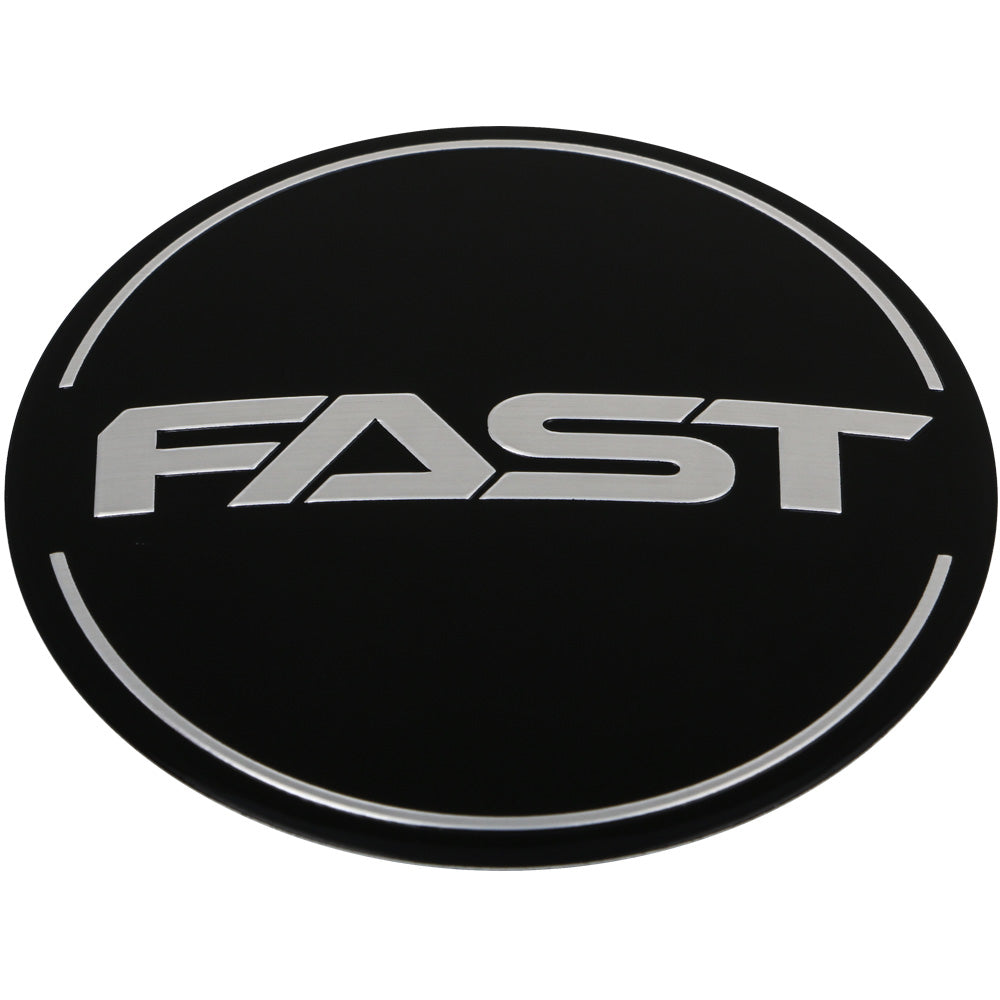 Black Emblem With Brushed Aluminum (FAST) Stroke Logo - Dome - EM-640DBVF