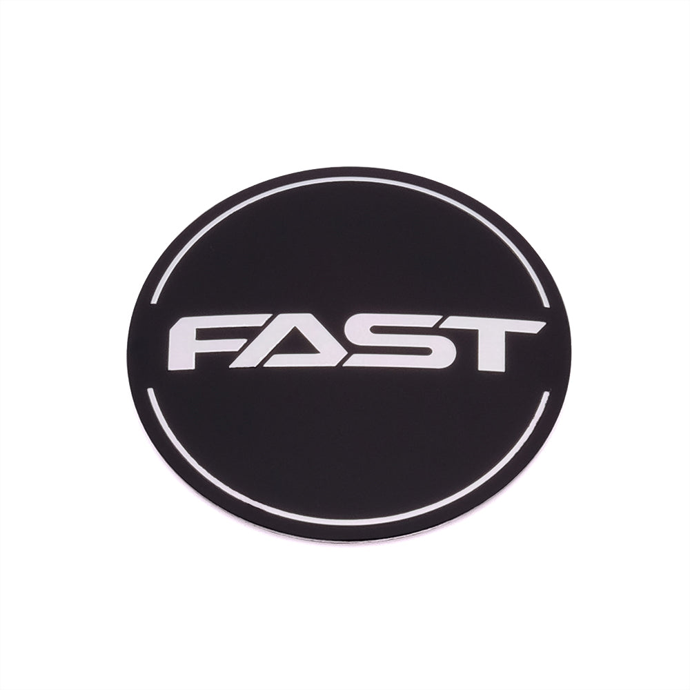 Black Emblem With Brushed Aluminum (FAST) Stroke Logo - Flat - EM-660FBVF-1