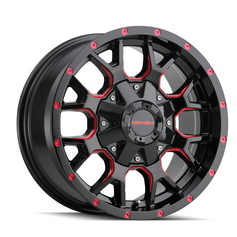 Mayhem Warrior 8015 20x9 6x135 6x139.7 0 106 Black W / prism Red