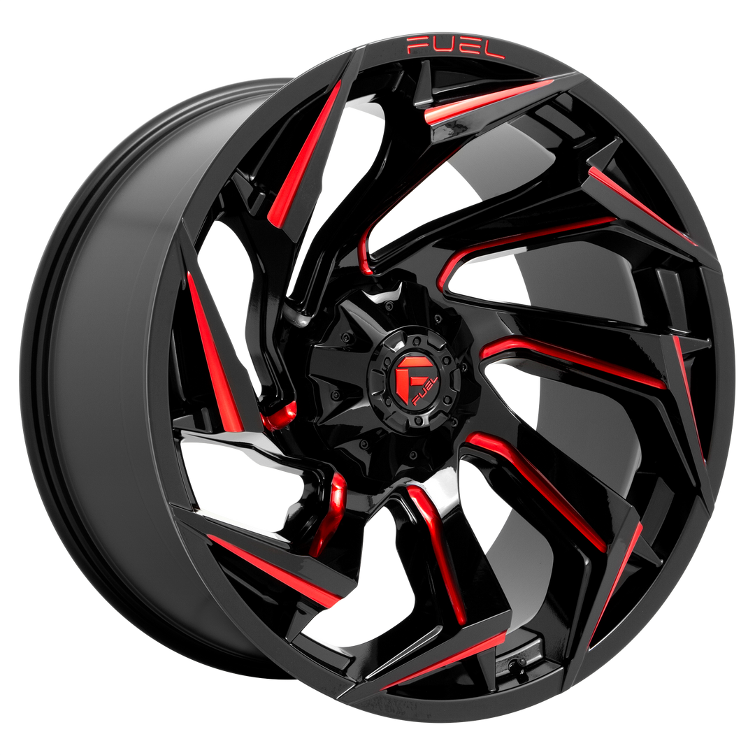FUEL OFF-ROAD D755 REACTION 17X9 6X135 / 6X139.7 -12 106.1 GLOSS BLACK MILLED WITH RED TINT