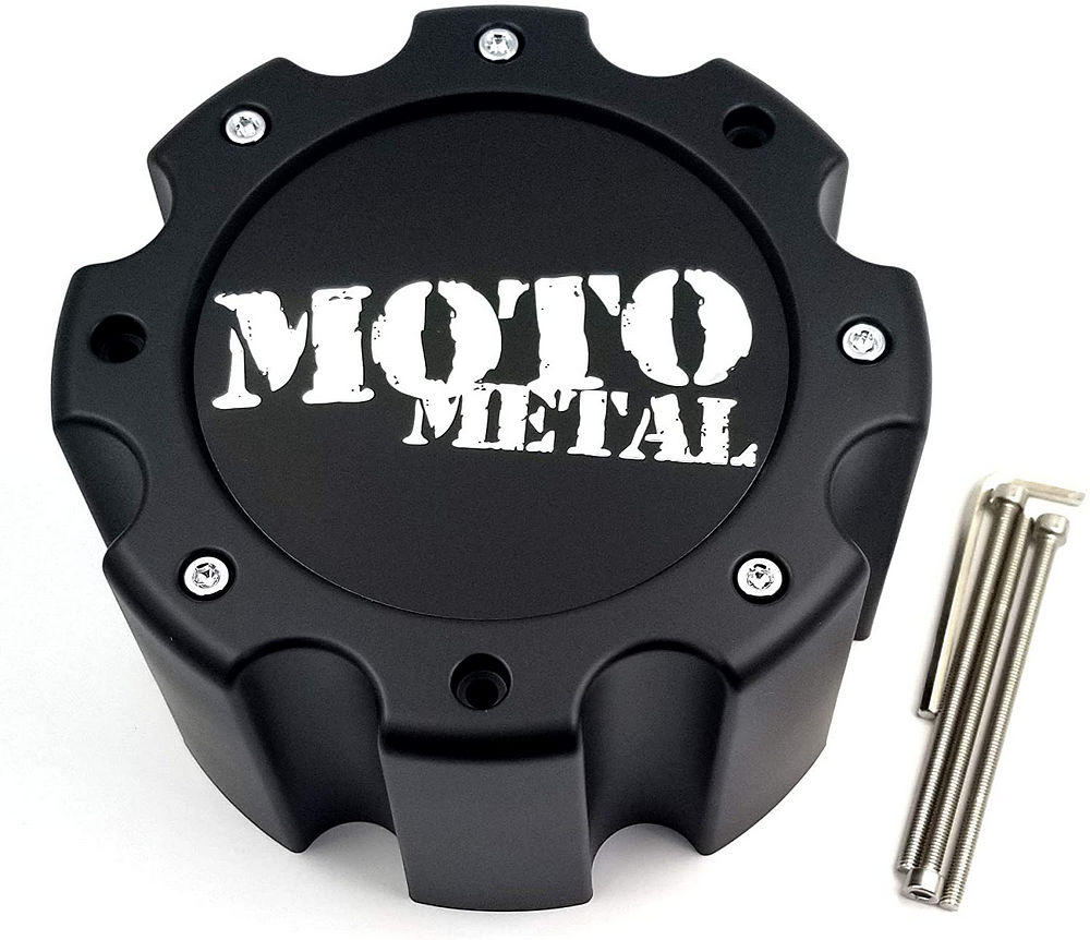 Moto Cap Matte Black 8 Lug - New Logo