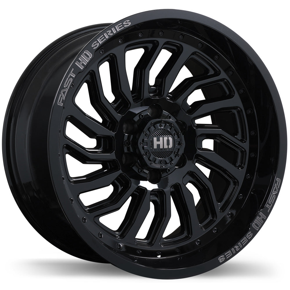 Fast HD D-Struct 20x10.0 6x139.7mm -15 84.2mm Gloss Black with Grey Milling