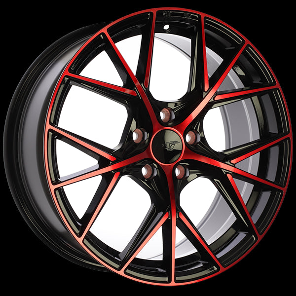 DAI Wheels A-Spec 16x7.0 5x100 39 73.1 Gloss Black - Machined Face - Red Face