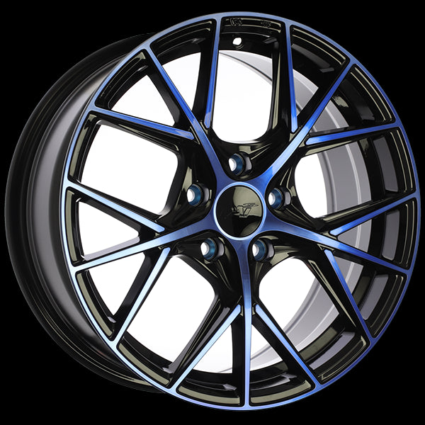 DAI Wheels A-Spec 16x7.0 5x100 39 73.1 Gloss Black - Machined Face - Blue Face