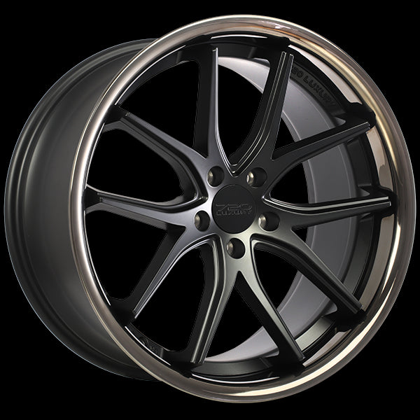 720 Luxury Vanquish 19x8.5 5x112 25 66.6 Satin Black - Black Stainless Lip