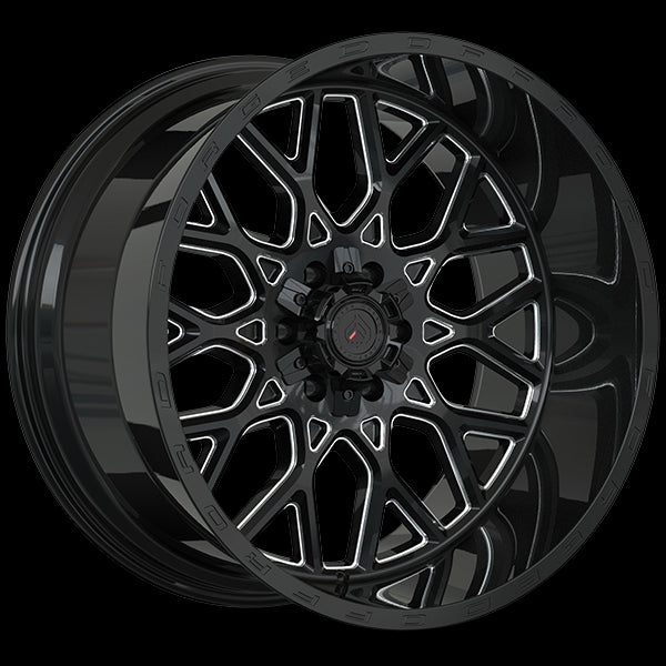 Forged Wheels XR109 22x12 8x170 -44 125.1 Gloss Black - Milled Edge