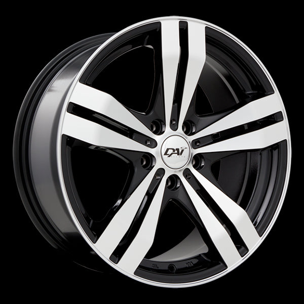DAI WHEELS TARGET 15X6.5 4X100 40 73.1 GLOSS BLACK WITH MACHINED FACE - TheWheelShop.ca