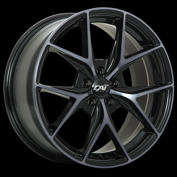 DAI WHEELS ELEGANTE 17X7.5 5X114.3 40 73.1 GLOSS BLACK WITH MACHINED FACE - SMOKED CLEAR - TheWheelShop.ca