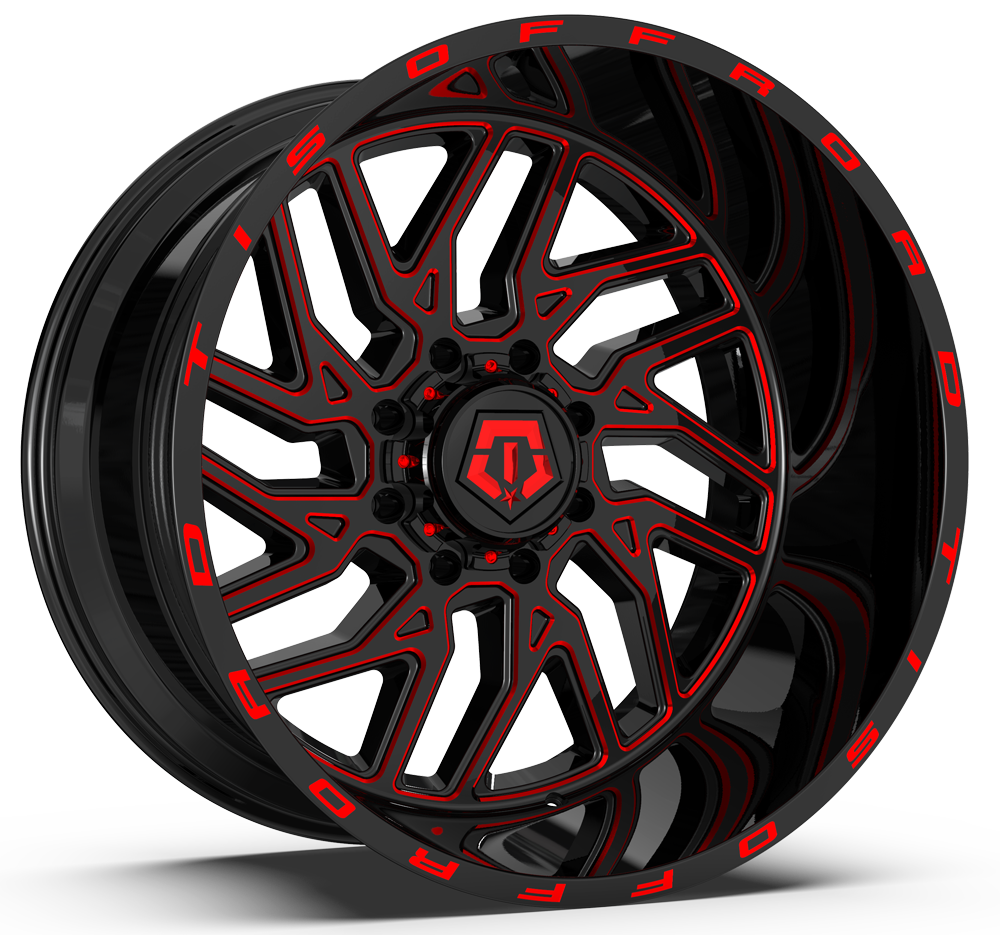 TIS WHEELS 544BMR 20X12 -44 8X165.1 BLACK WITH RED ACCENTS