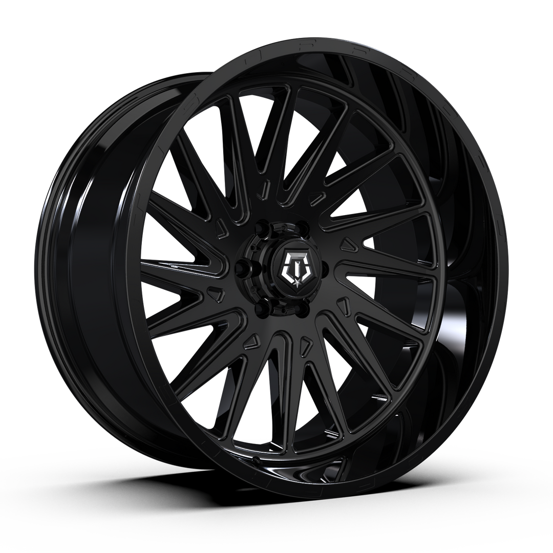 TIS WHEELS 547B 20X10 -19 5X150 GLOSS BLACK WITH MILLED & PAINTED LIP LOGO