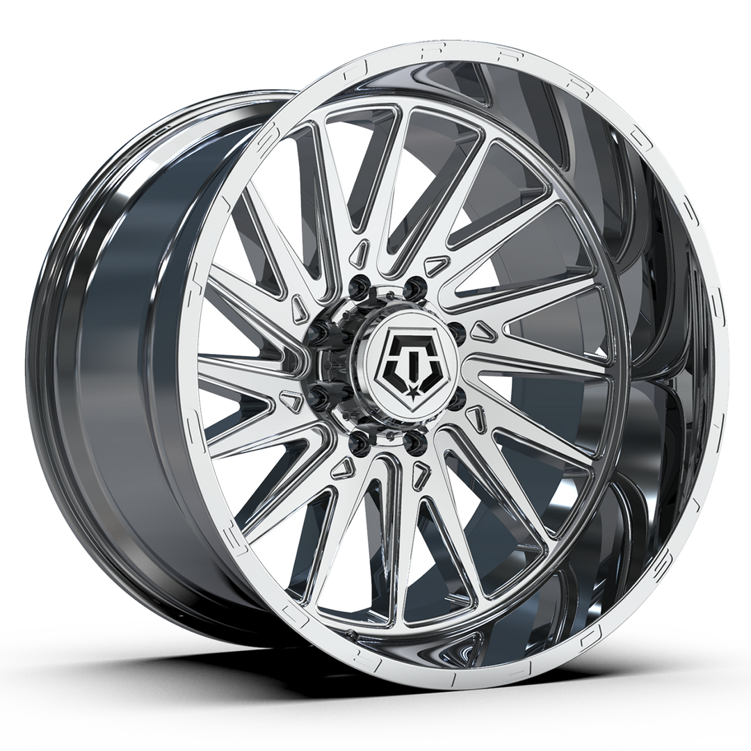 TIS WHEELS 547C 17X9 -12 5X139.7 CHROME PLATED WITH MILLED LIP LOGO