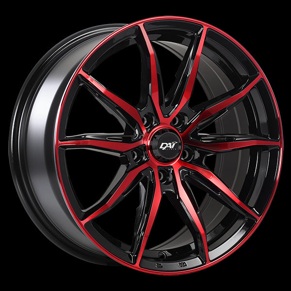DAI WHEELS FRANTIC 15X6.5 4X100 38 73.1 GLOSS BLACK WITH MACHINED FACE - RED FACE - TheWheelShop.ca