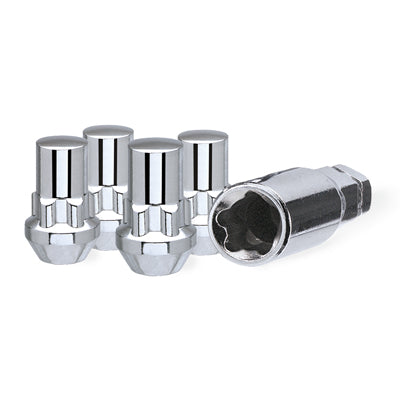 Acorn Chrome Lock Nut Long 60° Bulge-12x1.25mm-19/21mm Hex (PKG/4)
