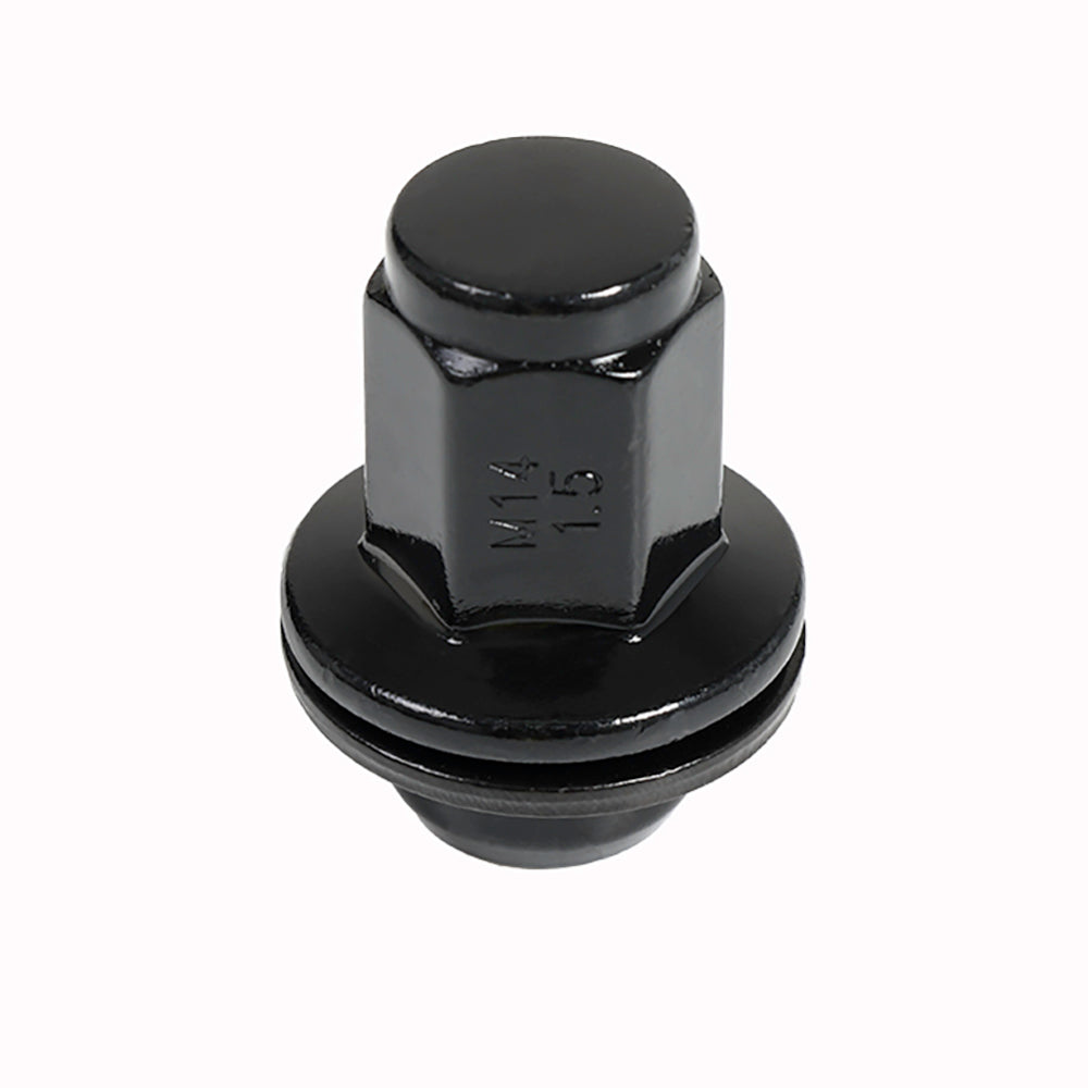 Mag W/Washer Black Nut OEM Flat/60° Seat-14x1.50mm-12mm Shank OD 22mm-21mm Hex - 728F3AC-12BN