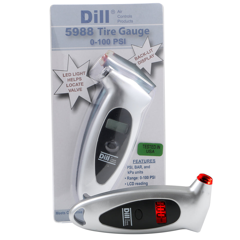 Dill Tire Pressure Gauge 3.5-100 PSI (Digital Back-Lit Type)