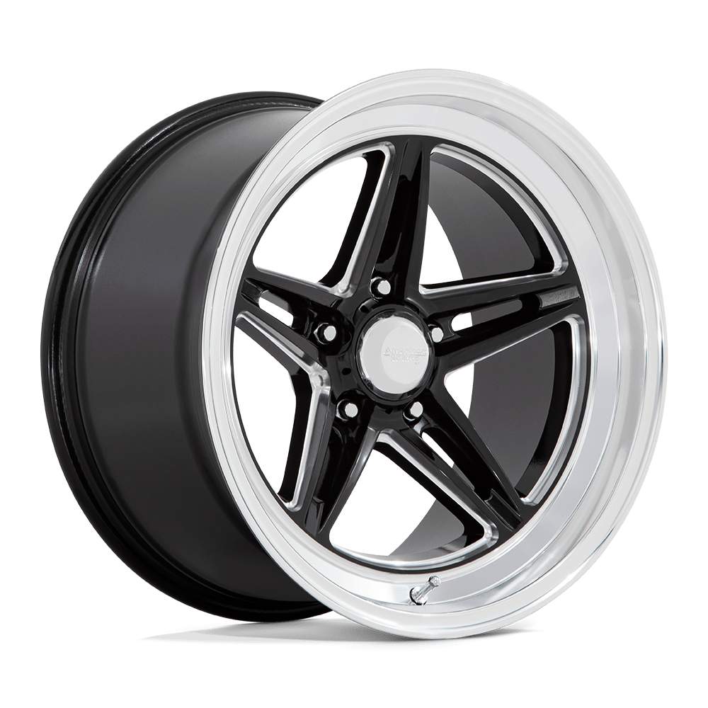 American Racing Vintage Vn514 Groove 18x7 5x120.65 0 72.6 Gloss Black Milled With Diamond Cut Lip