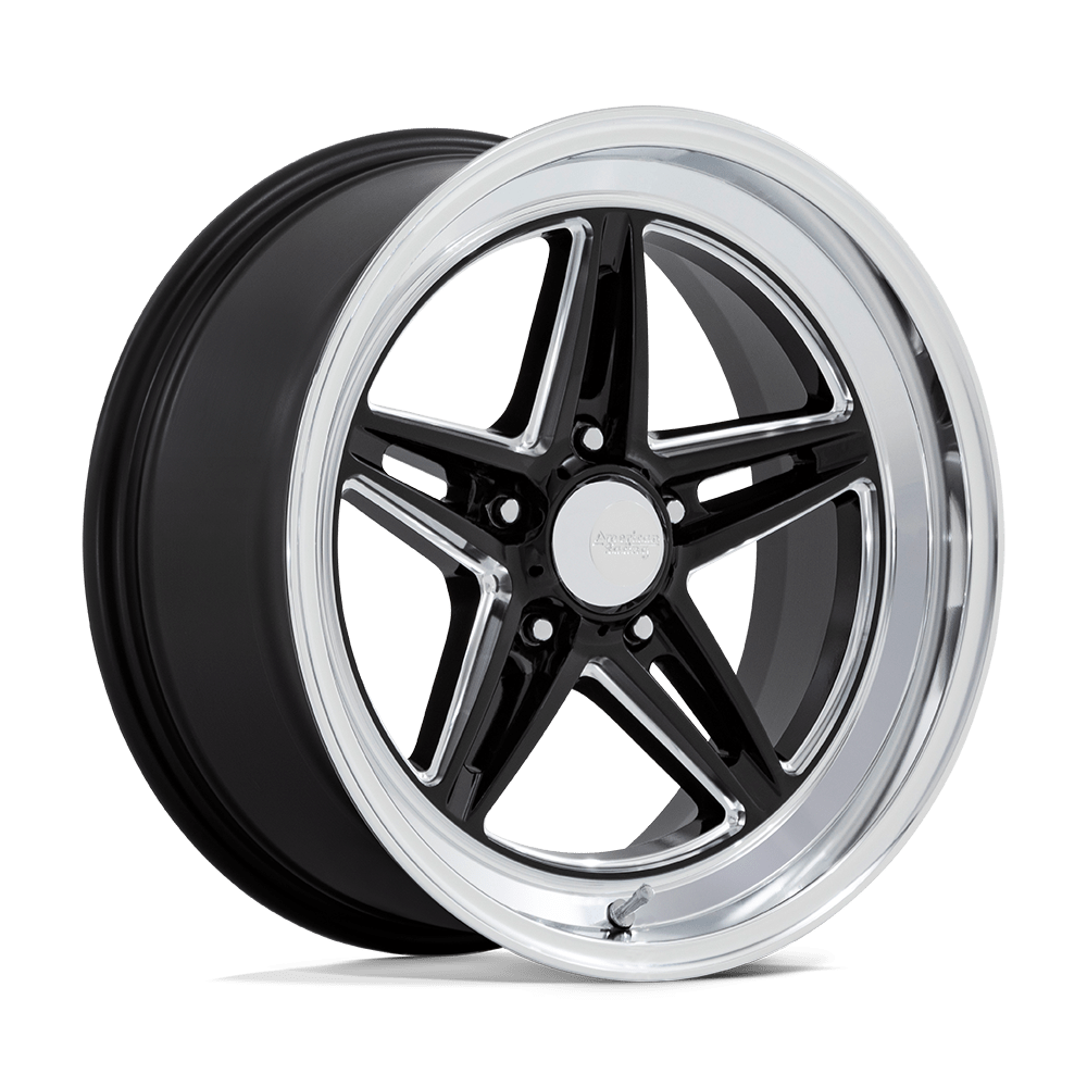 American Racing Vintage VN514 Groove 18x10 5x127 12 78.1 Gloss Black Milled With Diamond Cut Lip