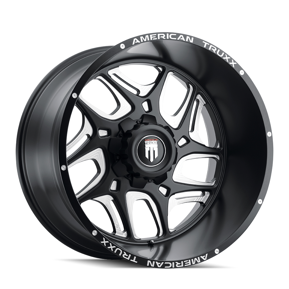 AMERICAN TRUXX SWEEP AT1900 22x12 8x180  -44 125.2 BLACK/MILLED - TheWheelShop.ca