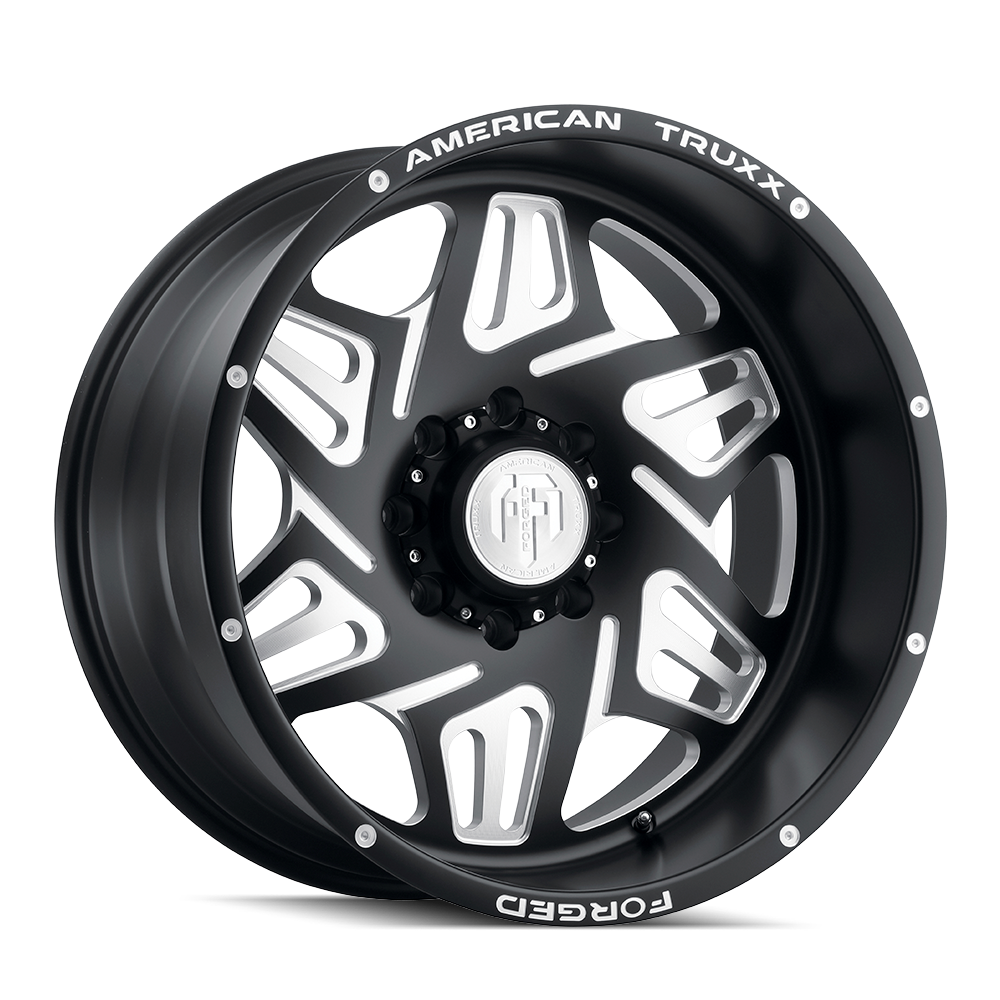 AMERICAN TRUXX FORGED ORION ATF1908 22x12 8x180  -44 124.2 MATTE BLACK/MILLED - TheWheelShop.ca