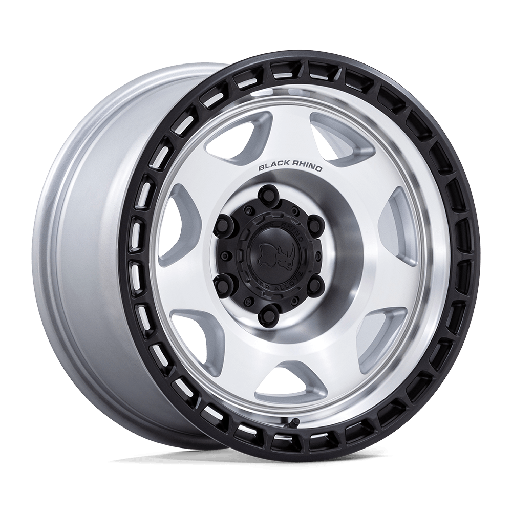 Black Rhino Br018 Voyager 17x8.5 6x114.3 -10 66.06 Silver Machined Face W/ Matte Black Lip