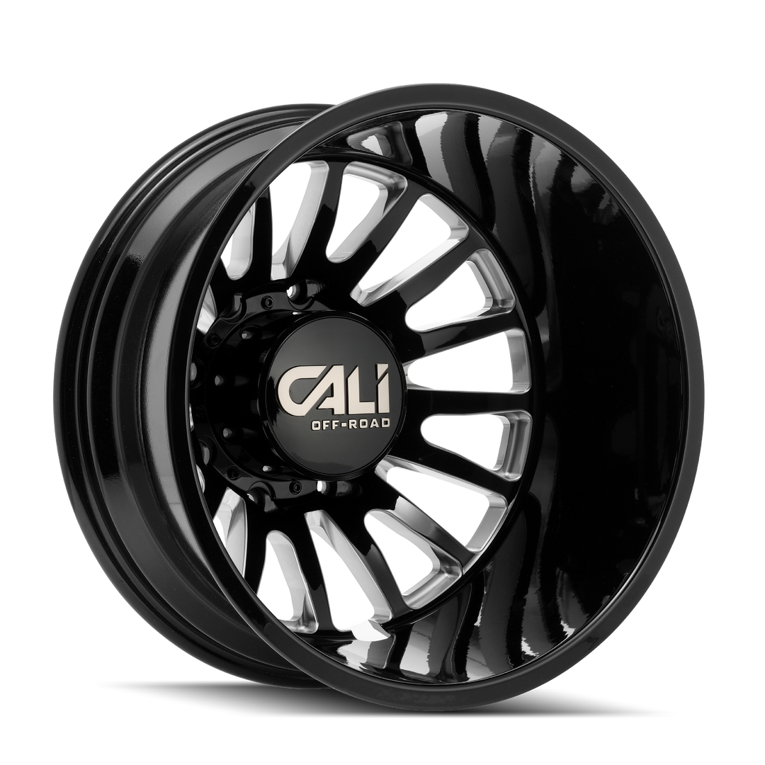 CALI OFF-ROAD SUMMIT DUALLY 9110D 22x8.25 8x200  -232 142 GLOSS BLACK/MILLED SPOKES - TheWheelShop.ca