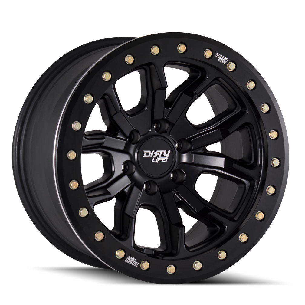 DIRTY LIFE DT-1 9303 17x9 8x165.1  -12 130.8 MATTE BLACK W/SIMULATED RING - TheWheelShop.ca