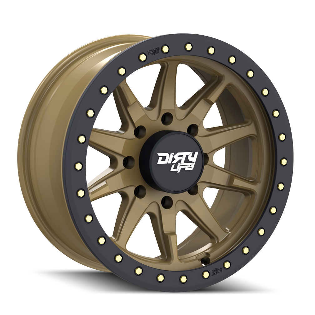 DIRTY LIFE DT-2 9304 17x9 8x170  -12 130.8 SATIN GOLD W/SIMULATED RING - TheWheelShop.ca