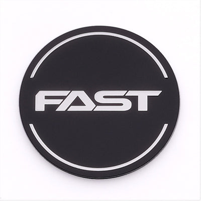 Black Emblem With Brushed Aluminum (FAST) Stroke Logo - Flat - EM-445FBVF
