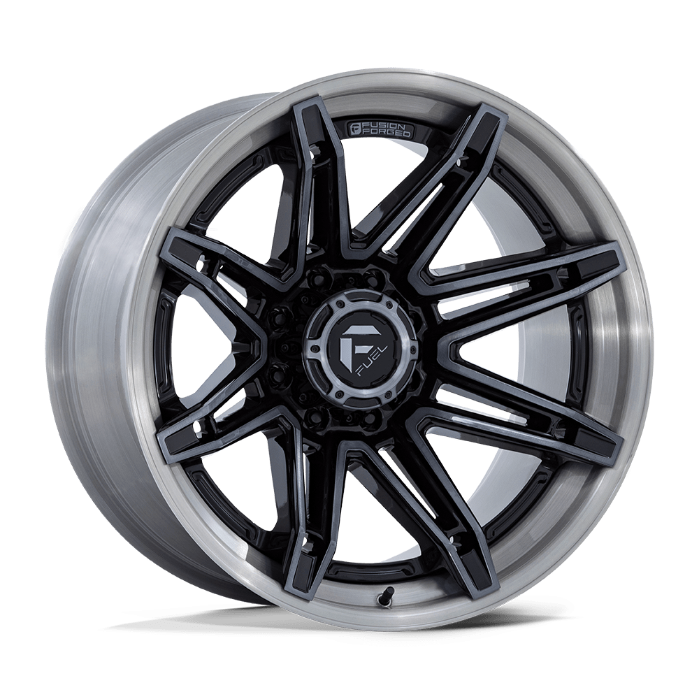 Fuel 1PC Fc401 Brawl 22x12 8x180 -44 124.2 Gloss Black With Brushed Gray Tint Face & Lip